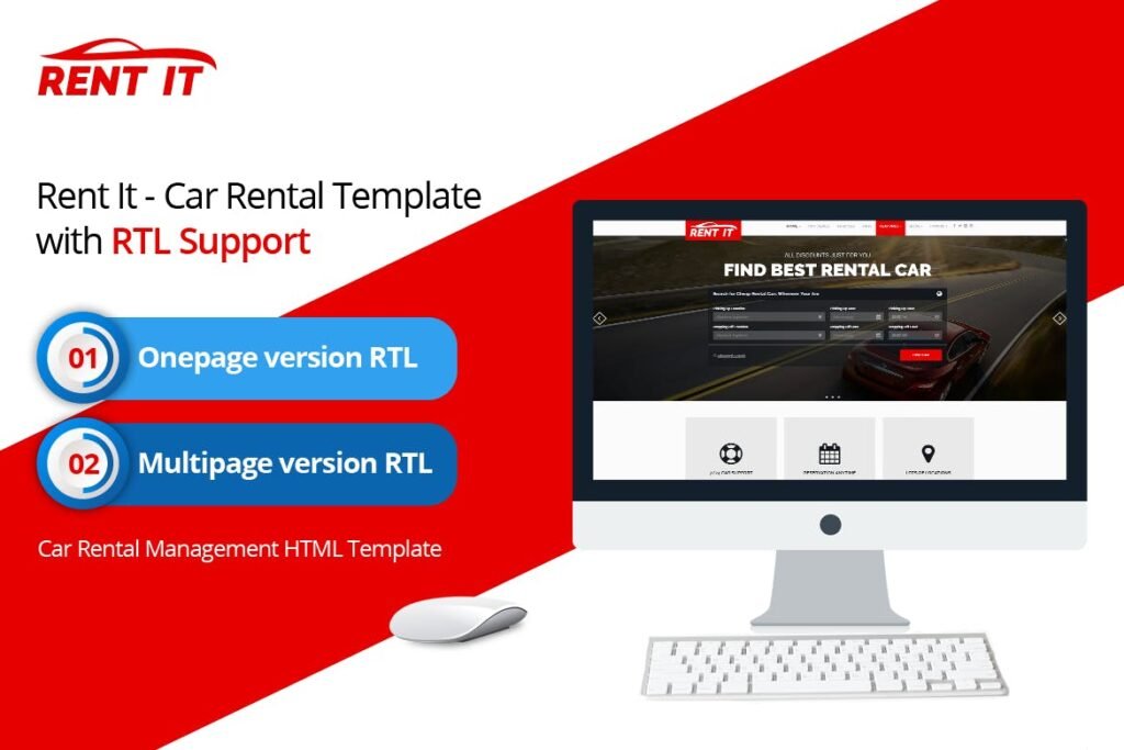 RentIt – Site para Aluguel de Carros HTML com RTL Support