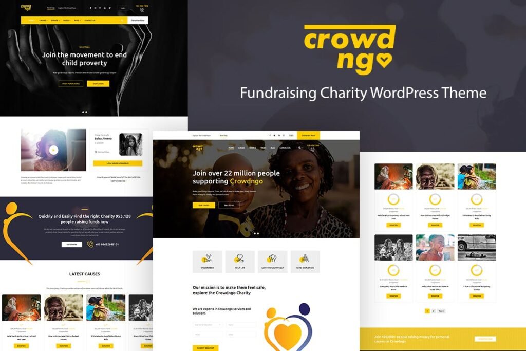 Crowdngo – Tema de WordPress para Caridade Doações Beneficente