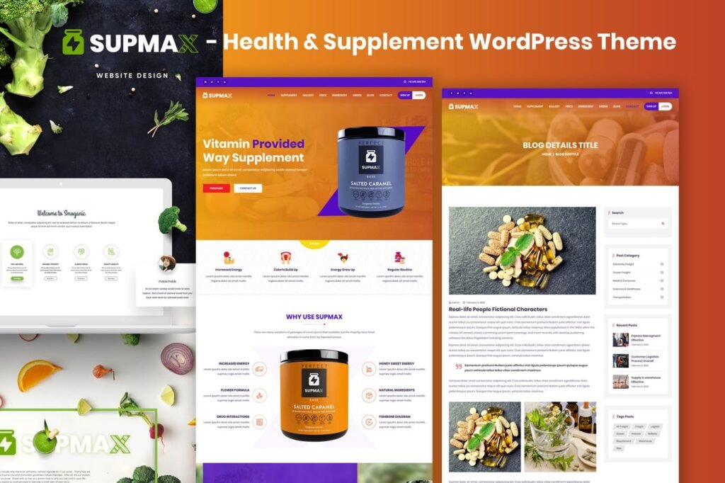 Supmax – Tema WordPress de Saúde & Suplemento em Elementor