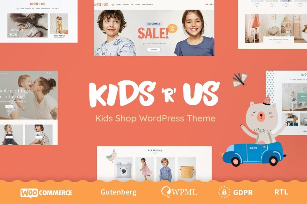 Kids R Us – Tema WordPress para Loja de Brinquedos e Roupas Infantis