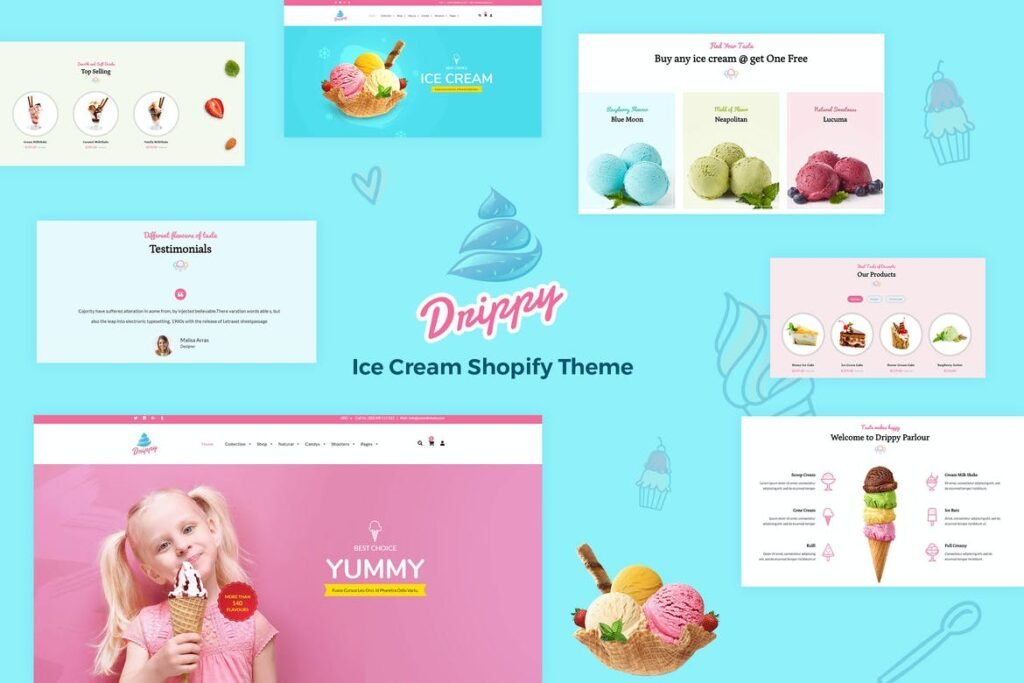 Drippy – Tema Shopify Responsivo para Sorveterias