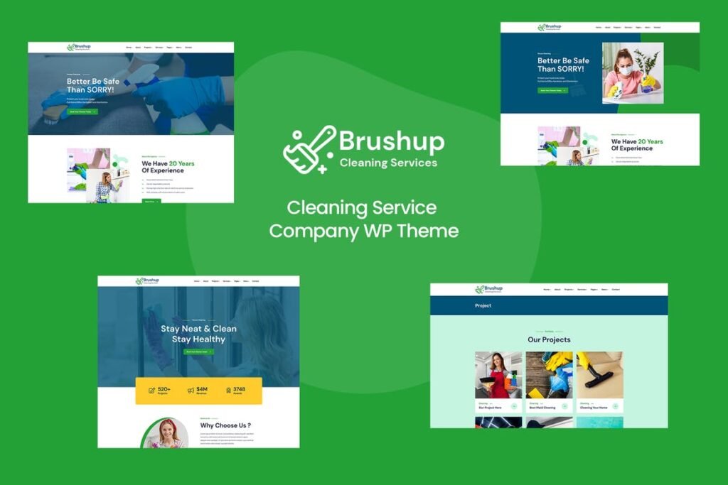 Brushup – Tema WordPress para Empresa de Serviços de Limpeza