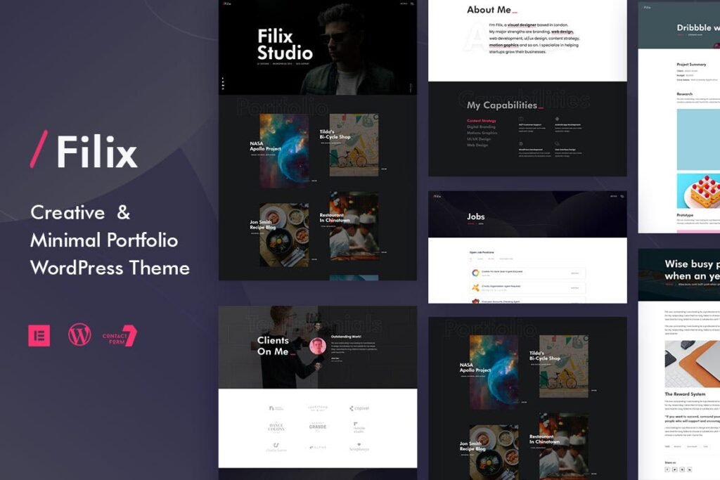 Filix – Tema WordPress Criativo Mínimo, Portfólio