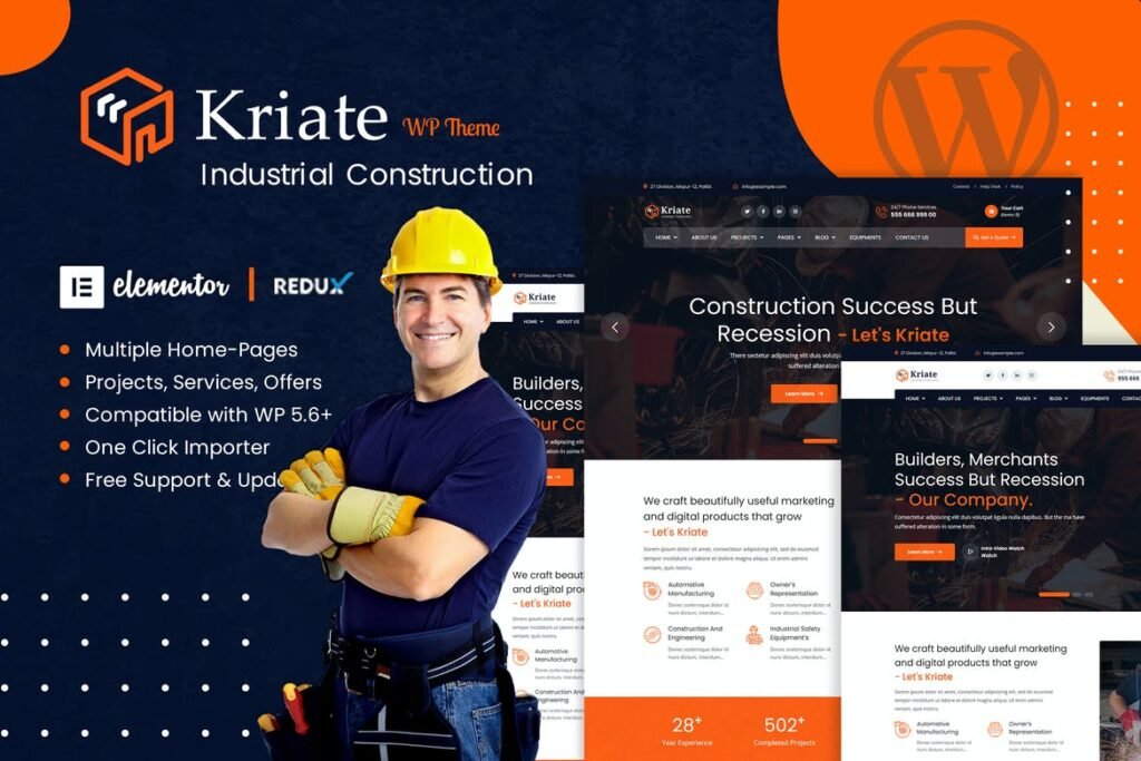 Kriate – Tema WordPress para Construção e Indústrias