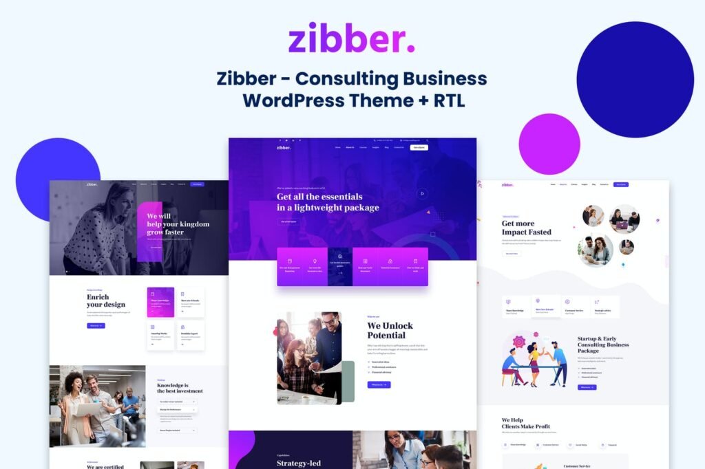 Zibber – Tema WordPress de Consultoria Empresarial + RTL